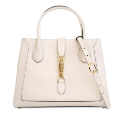 Gucci AB Gucci White Ivory Calf Leather Medium Jackie 1961 Satchel Italy