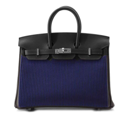 Hermès A Hermès Blue Dark Blue Calf Leather Swift and Cote-a-Cote Tuffetage Birkin Retourne 25 France