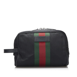 Gucci AB Gucci Black with Multi Canvas Fabric Techno Web Clutch Italy