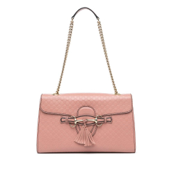 Gucci AB Gucci Pink Calf Leather Medium Microguccissima Emily Shoulder Bag Italy