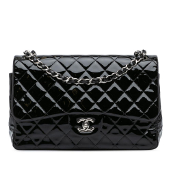 Chanel B Chanel Black Patent Leather Leather Jumbo Classic Patent Double Flap Italy