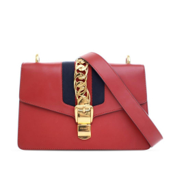 Gucci AB Gucci Red Calf Leather Small Sylvie Satchel Italy