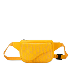 Christian Dior AB Dior Yellow Calf Leather Oblique Galaxy World Tour Saddle Belt Bag Italy