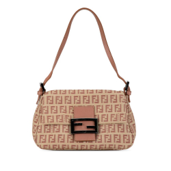 Fendi B Fendi Brown Light Brown with Pink Light Pink Canvas Fabric Mini Zucchino Mamma Forever Italy