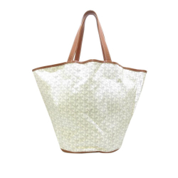 Goyard B Goyard Gray Light Gray with White Coated Canvas Fabric Reversible Belharra Tote France