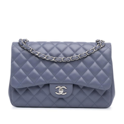 Chanel AB Chanel Purple Lambskin Leather Leather Jumbo Classic Lambskin Double Flap Italy