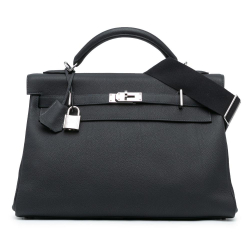 Hermès B Hermès Black Calf Leather Togo Maxi Kelly 42 France