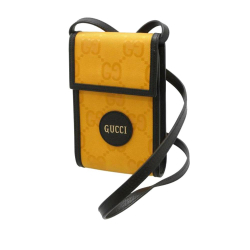 Gucci AB Gucci Yellow with Black Nylon Fabric Mini GG Off The Grid Crossbody Bag Italy