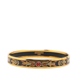 Hermès B Hermès Black with Gold Enamel Other Narrow Dream Catchers Bangle 62 Austria