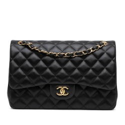 Chanel AB Chanel Black Lambskin Leather Leather Jumbo Classic Lambskin Double Flap Italy