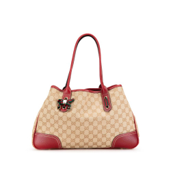 Gucci AB Gucci Brown Beige Canvas Fabric GG Princy Tote Italy