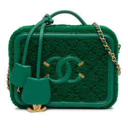 Chanel AB Chanel Green Fur Natural Material Medium Shearling CC Filigree Vanity Case Italy