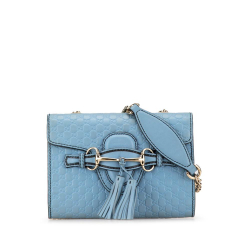 Gucci AB Gucci Blue Light Blue Calf Leather Mini Microguccissima Emily Crossbody Italy