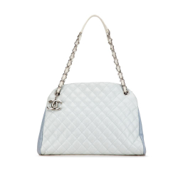 Chanel Blue Large Tricolor Caviar Just Mademoiselle Bowling Bag Italy