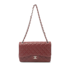 Chanel AB Chanel Red Dark Red Caviar Leather Leather Jumbo Classic Caviar Double Flap Italy