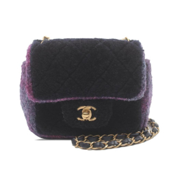 Chanel AB Chanel Purple Fur Natural Material Mini Quilted Shearling Square Single Flap Italy