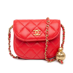 Chanel AB Chanel Red Lambskin Leather Leather Lambskin Pearl Crush Waist Bag Italy