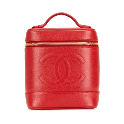 Chanel B Chanel Red Caviar Leather Leather CC Caviar Vanity Bag France