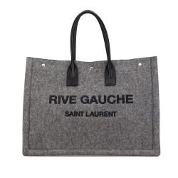 Saint Laurent AB Saint Laurent Gray Wool Fabric Large Rive Gauche Tote Italy