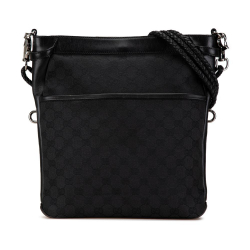 Gucci AB Gucci Black Canvas Fabric GG Crossbody Italy