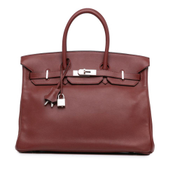 Hermès B Hermès Red Burgundy Calf Leather Swift Birkin Retourne 35 France