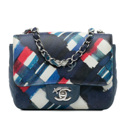 Chanel B Chanel Blue Lambskin Leather Leather Mini Square Classic Printed Lambskin Airlines Flap France