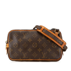 Louis Vuitton B Louis Vuitton Brown Monogram Canvas Canvas Monogram Pochette Marly Bandouliere France