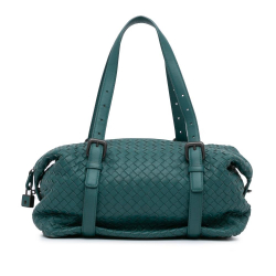 Bottega Veneta B Bottega Veneta Blue Turquoise Calf Leather Intrecciato Montaigne Italy