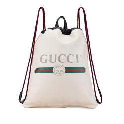 Gucci AB Gucci White Calf Leather Gucci Logo Backpack Italy