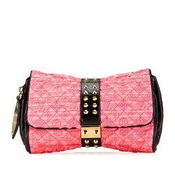 Louis Vuitton B Louis Vuitton Pink with Black Satin Fabric Monogram Coquette Pochette Italy