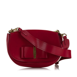 Salvatore Ferragamo B Ferragamo Red Calf Leather Vara Shoulder Bag Italy