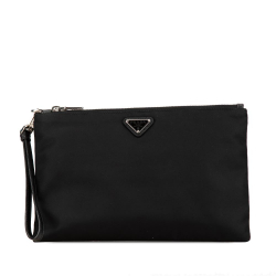 Prada AB Prada Black Nylon Fabric Re Saffiano Trimmed Clutch China