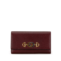 Gucci B Gucci Red Burgundy Calf Leather Zumi Long Wallet Italy