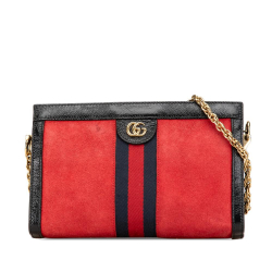 Gucci AB Gucci Red Suede Leather Small Ophidia Chain Crossbody Bag Italy