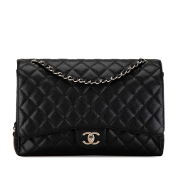 Chanel B Chanel Black Caviar Leather Leather Maxi Classic Caviar Double Flap Italy