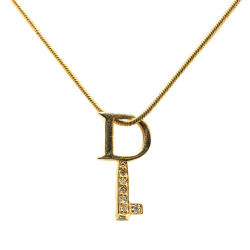 Christian Dior B Dior Gold Gold Plated Metal Key Pendant Necklace France