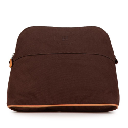 Hermès AB Hermès Brown Dark Brown Canvas Fabric Toile Bolide Trousse de Voyage GM France