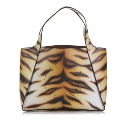 Stella McCartney AB Stella McCartney Brown with Multi Chemical Fiber Fabric Stella Logo Tiger Print Tote Italy