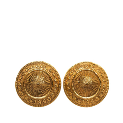 Chanel AB Chanel Gold Gold Plated Metal CC Clip On Earrings France