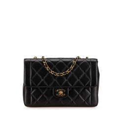 Chanel B Chanel Black Lambskin Leather Leather Medium Quilted Lambskin Border Single Flap France