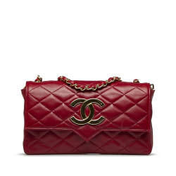 Chanel B Chanel Red Lambskin Leather Leather Small XL Quilted Lambskin Single Flap Italy