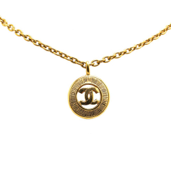 Chanel B Chanel Gold Gold Plated Metal CC Round Pendant Necklace France