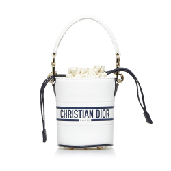 Christian Dior AB Dior White Calf Leather Micro Vibe Drawstring Bucket Bag Italy