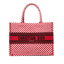 Christian Dior AB Dior Red Canvas Fabric Medium Dioramour Book Tote Italy