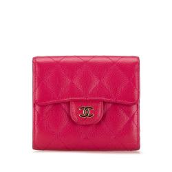 Chanel AB Chanel Pink Caviar Leather Leather CC Caviar Compact Flap Wallet France