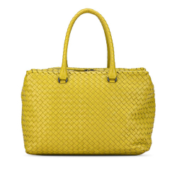 Bottega Veneta B Bottega Veneta Yellow Calf Leather Intrecciato Brick Tote Italy