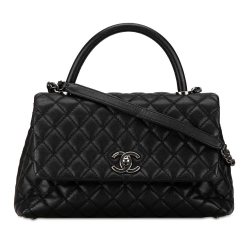 Chanel B Chanel Black Caviar Leather Leather Small Caviar Coco Top Handle Bag Italy