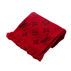 Louis Vuitton B Louis Vuitton Red Wool Fabric Logomania Scarf Italy