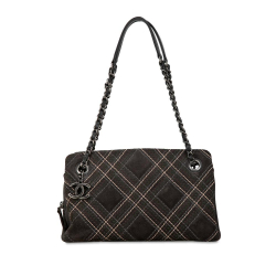 Chanel B Chanel Gray Dark Gray Suede Leather Paris-Edinburgh Saltire Shoulder Bag Italy