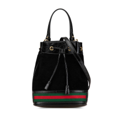 Gucci AB Gucci Black Suede Leather Small Ophidia Bucket Bag Italy